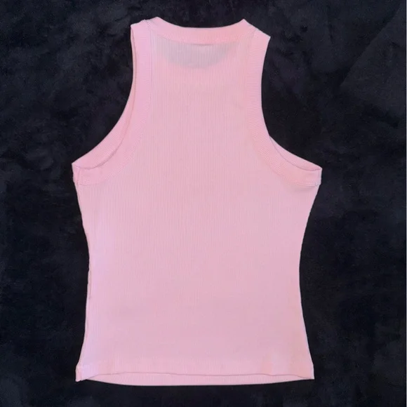 Light Pink Ribbed Racerback Tank Top - SHEIN - Picture 4 of 6